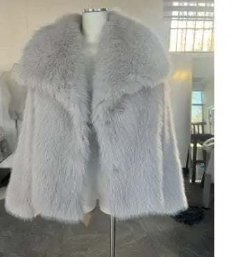 Women's Fluffy Faux Fur Coat | Oversized Lapel Jacket Vicsxox