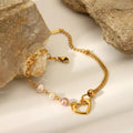 18K gold-plated heart pearl bracelet from Vicsxox