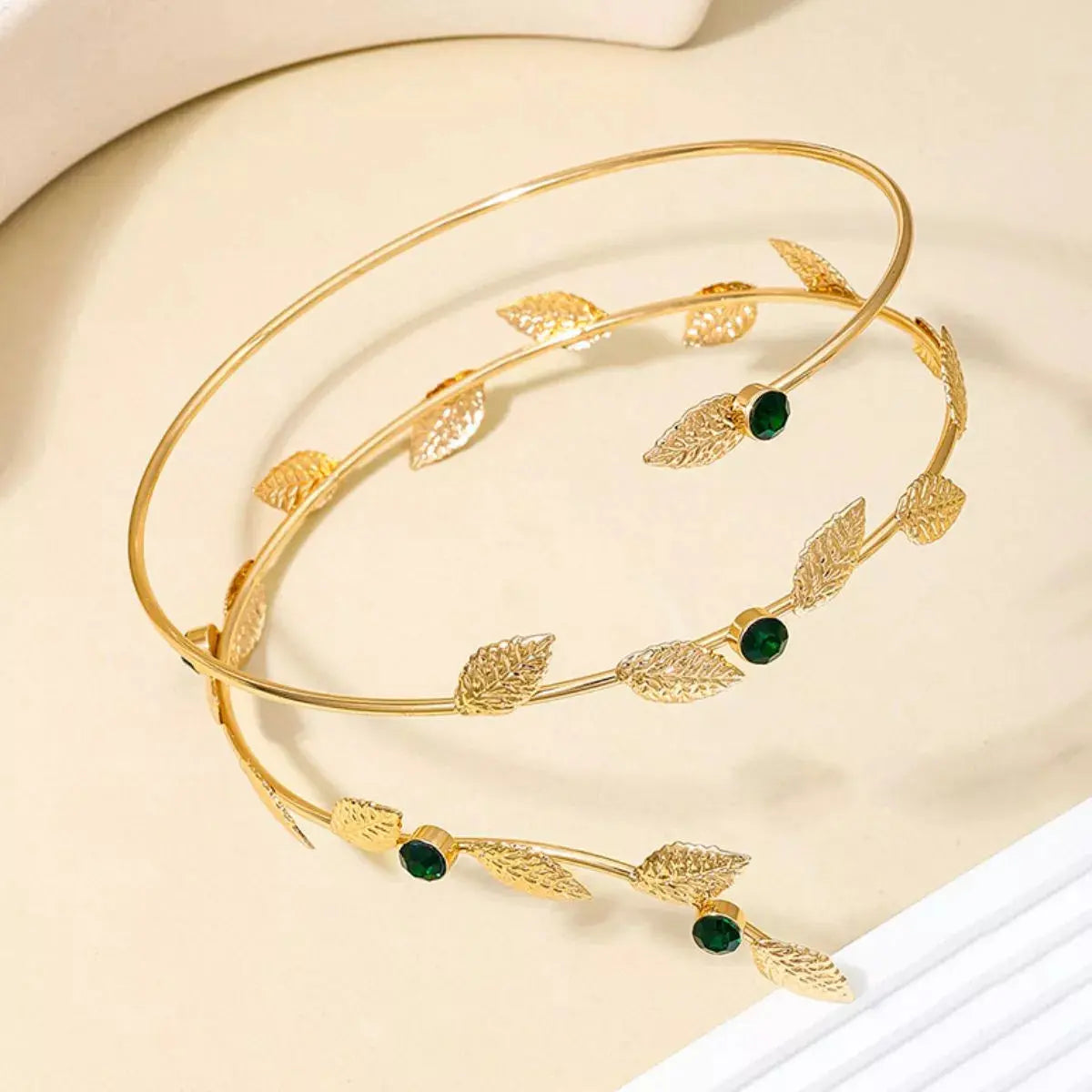 18K gold-plated rhinestone leaf bracelet from Vicsxox