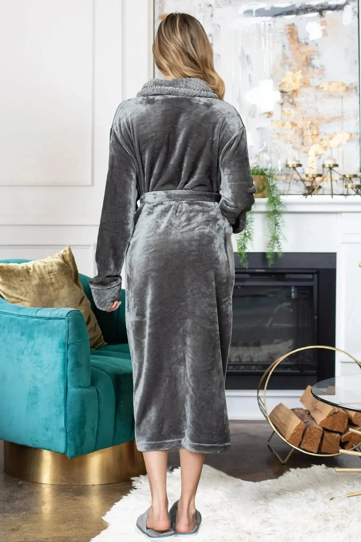 Women's Ultra Soft Plush Bathrobe Lotus Linen