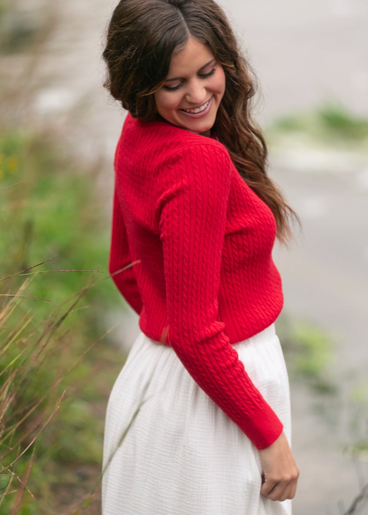 Inherit Co. Mason Red Cable Knit Button-Up Cardigan