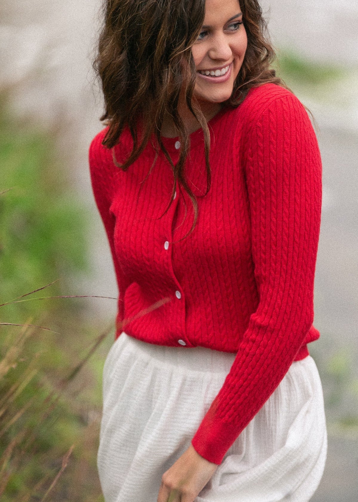 Inherit Co. Mason Red Cable Knit Button-Up Cardigan