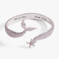 Mermaid & Starfish Silver Cuff Bracelet – Ocean-Inspired Design Vicsxox