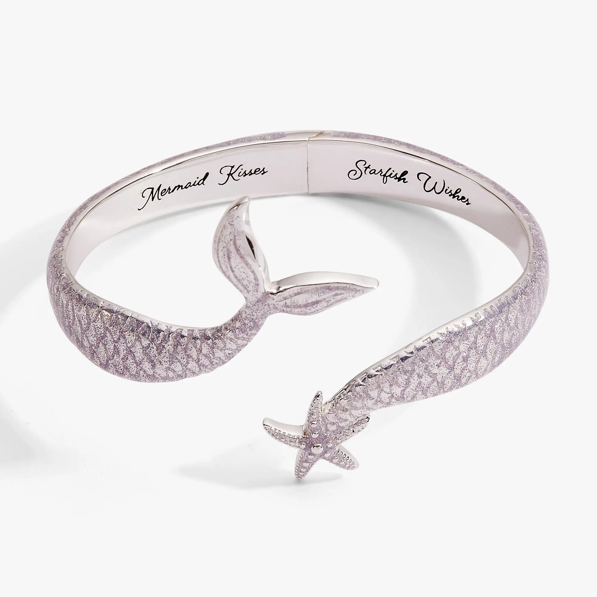 Mermaid & Starfish Silver Cuff Bracelet – Ocean-Inspired Design Vicsxox