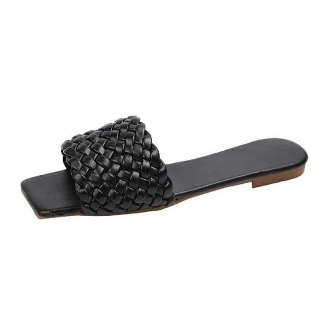 Party Luxury Ladies Slippers Charm Design Open-Toe Beach Flat Sandals Casual Flip Flops Women Shoes Flat Sandals Slip On Slide Sandals Leather Strap Flat Sandals Stevvex