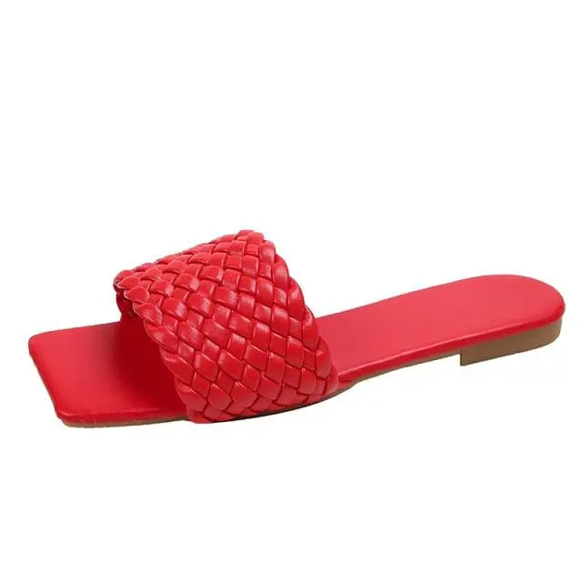 Party Luxury Ladies Slippers Charm Design Open-Toe Beach Flat Sandals Casual Flip Flops Women Shoes Flat Sandals Slip On Slide Sandals Leather Strap Flat Sandals Stevvex