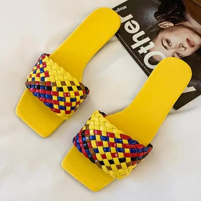 Party Luxury Ladies Slippers Charm Design Open-Toe Beach Flat Sandals Casual Flip Flops Women Shoes Flat Sandals Slip On Slide Sandals Leather Strap Flat Sandals Stevvex