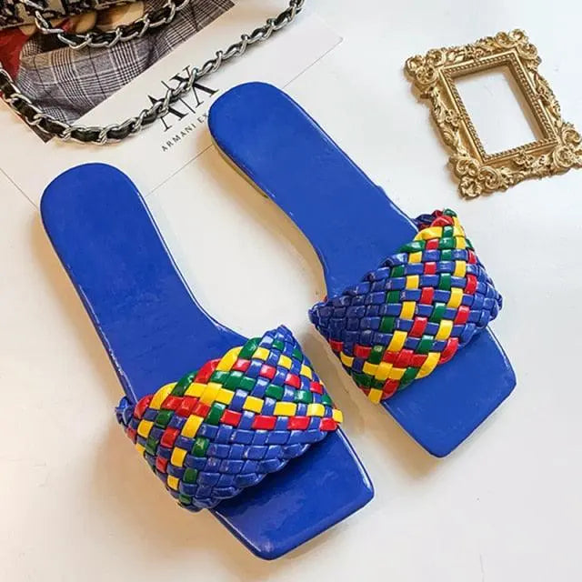 Party Luxury Ladies Slippers Charm Design Open-Toe Beach Flat Sandals Casual Flip Flops Women Shoes Flat Sandals Slip On Slide Sandals Leather Strap Flat Sandals Stevvex