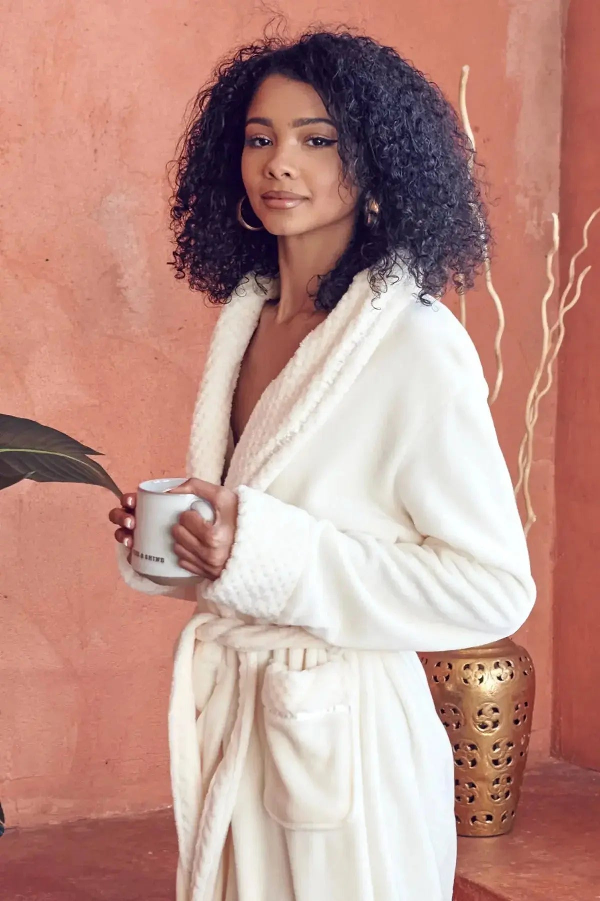 Women's Ultra Soft Plush Bathrobe Lotus Linen