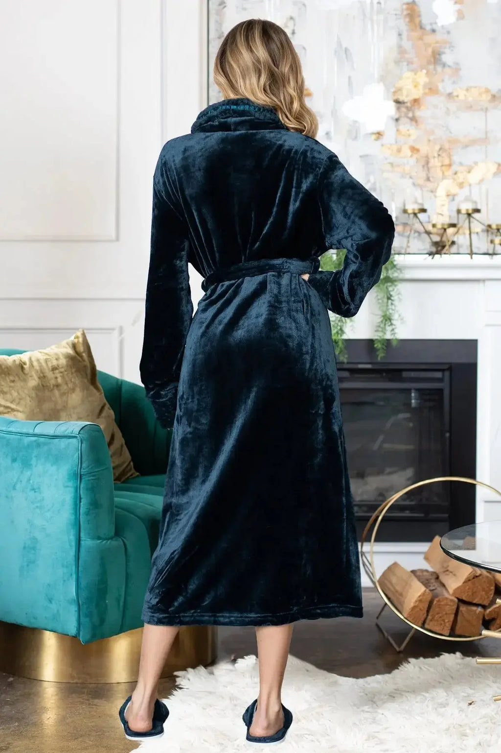 Women's Ultra Soft Plush Bathrobe Lotus Linen