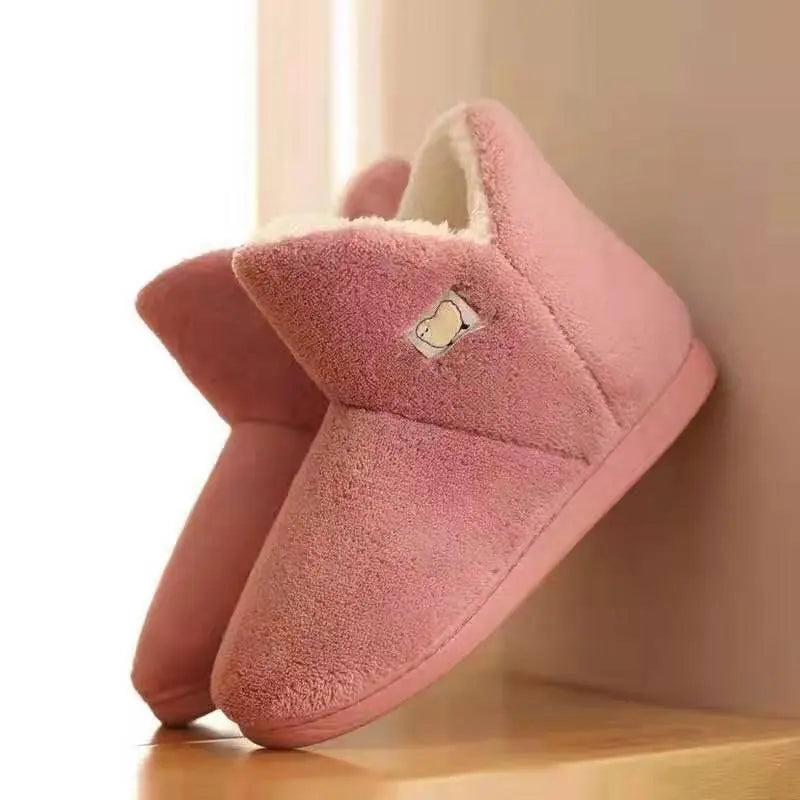 Winter Cotton Slippers Sheep Skin Woman Slippers Natural Fur Women Warm Indoor Shoes Soft Wool House Slippers Memory Foam Closed Back Slippers With Warm Lining Wool-Like Blend Cotton House Shoes Stevvex