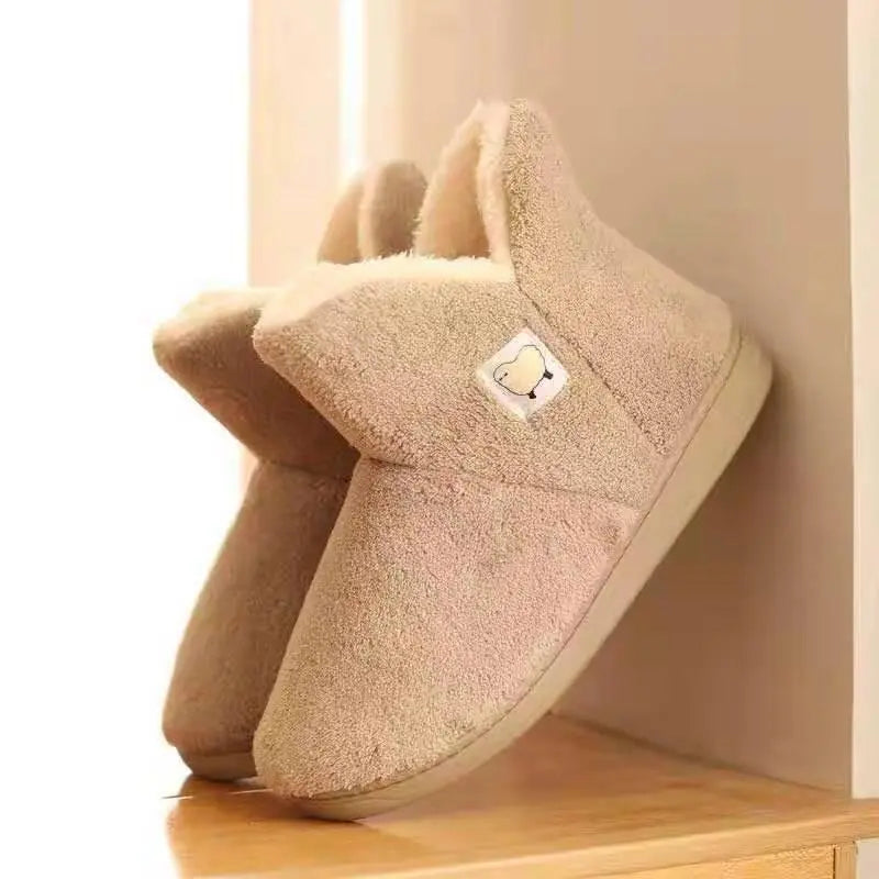 Winter Cotton Slippers Sheep Skin Woman Slippers Natural Fur Women Warm Indoor Shoes Soft Wool House Slippers Memory Foam Closed Back Slippers With Warm Lining Wool-Like Blend Cotton House Shoes Stevvex