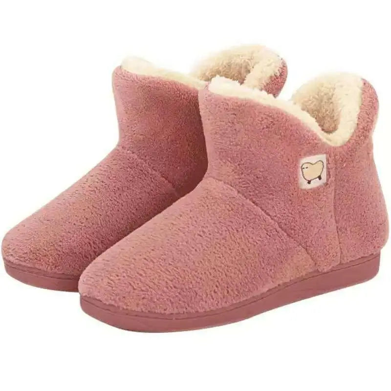 Winter Cotton Slippers Sheep Skin Woman Slippers Natural Fur Women Warm Indoor Shoes Soft Wool House Slippers Memory Foam Closed Back Slippers With Warm Lining Wool-Like Blend Cotton House Shoes Stevvex