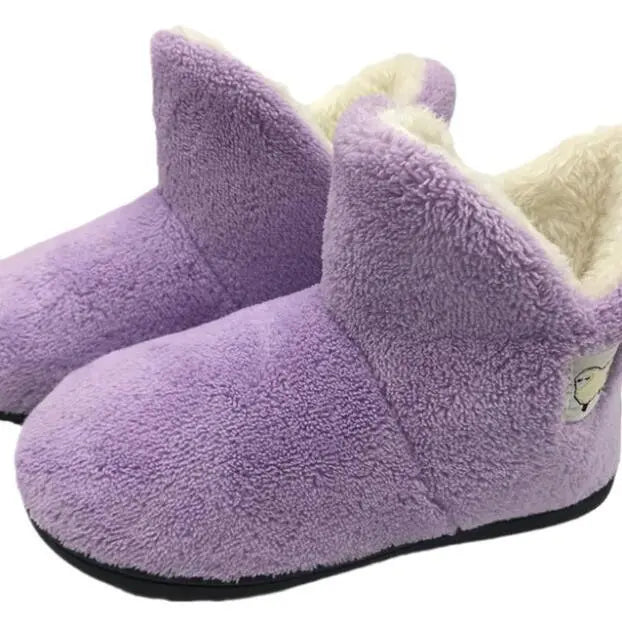 Winter Cotton Slippers Sheep Skin Woman Slippers Natural Fur Women Warm Indoor Shoes Soft Wool House Slippers Memory Foam Closed Back Slippers With Warm Lining Wool-Like Blend Cotton House Shoes Stevvex